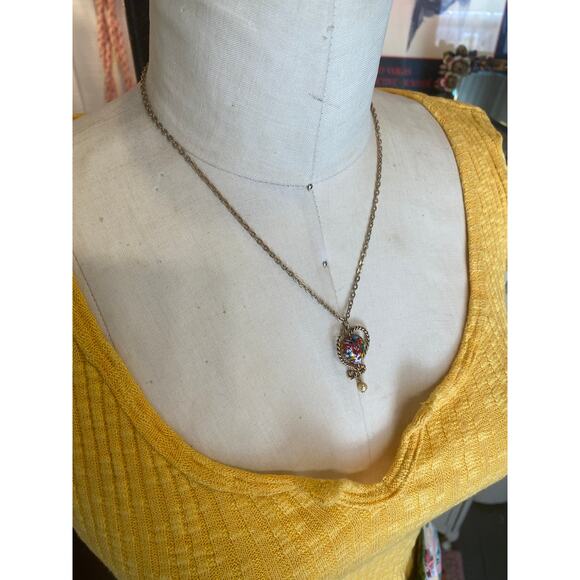 vintage 1970s millifore heart necklace sarah coventry braided goldtone jewelry - Picture 6 of 7